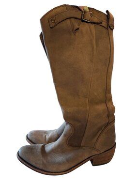 Liberty Black Women’s Brown Leather Tall Western Boots Size 9 Side Zip